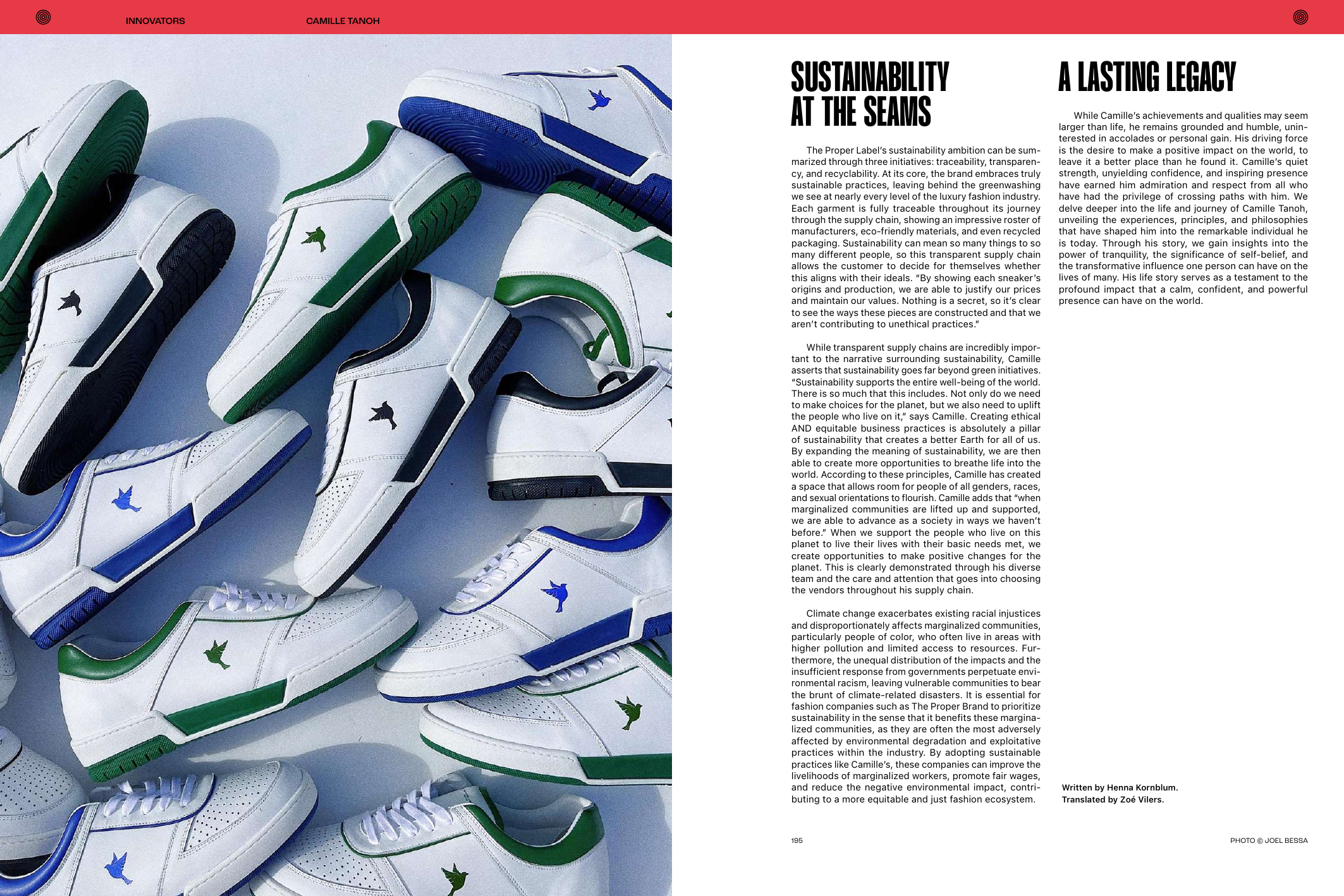Naïf Magazine spread featuring The Proper Sneaker and an interview on sustainability