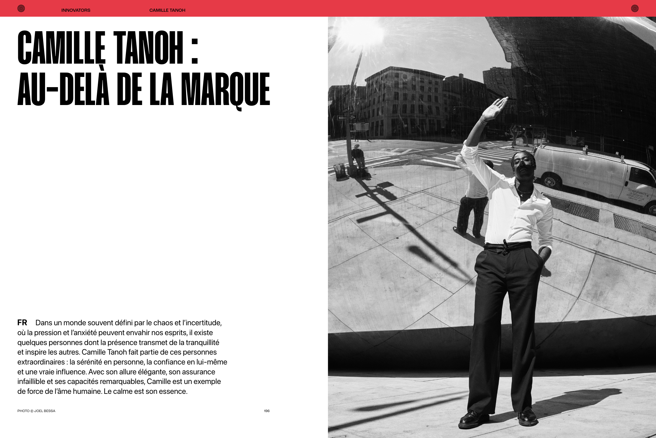 Naïf Magazine French-language opening spread with a portrait of Camille Tanoh