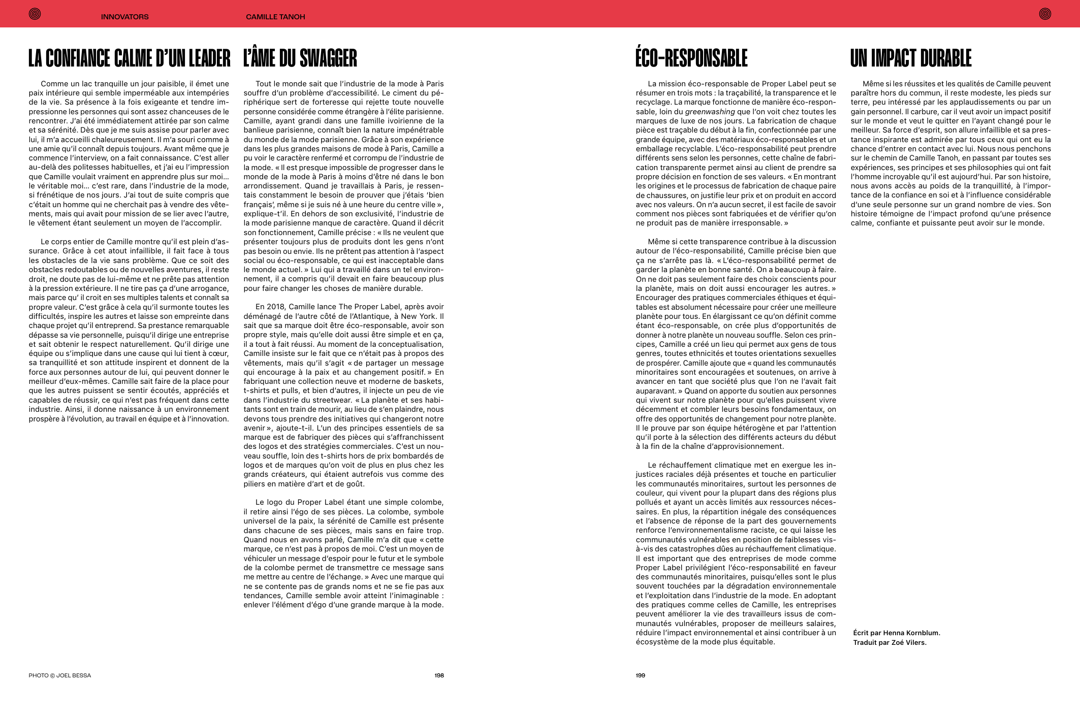 Naïf Magazine French-language interview spread on Camille Tanoh and The Proper Label